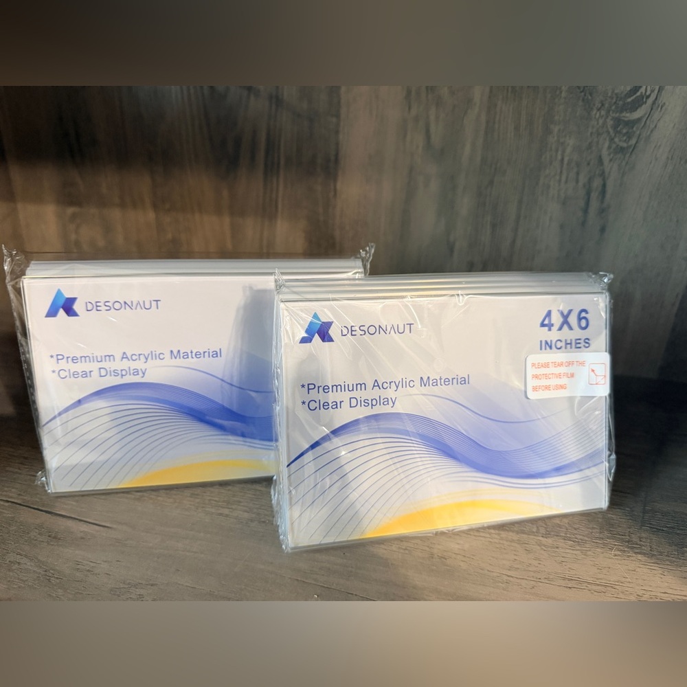 4x6 Acrylic Photo Frame with Blue & Yellow Wave Design